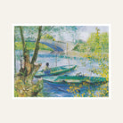 Scenery Painting for Living Room – Van Gogh Fishing in Spring | River Nature Wall Art 6 : 5 Horizontal Premium Wall Art Canvas by MeriDeewar