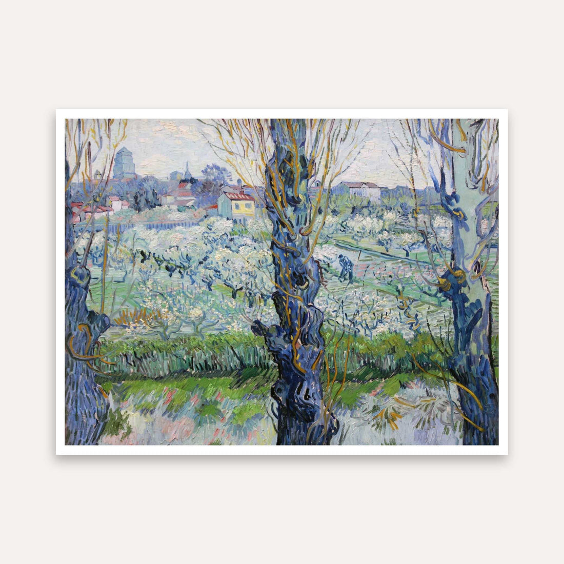 Scenery Painting for Living Room – Van Gogh Flowering Orchards | Nature Wall Art Print 5 : 4 Horizontal Premium Wall Art Canvas by MeriDeewar