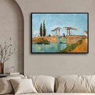 Scenery Painting for Living Room – Van Gogh Langlois Bridge at Arles | Wall Art for Home Decor 4 : 3 Horizontal Premium Wall Art Canvas by MeriDeewar
