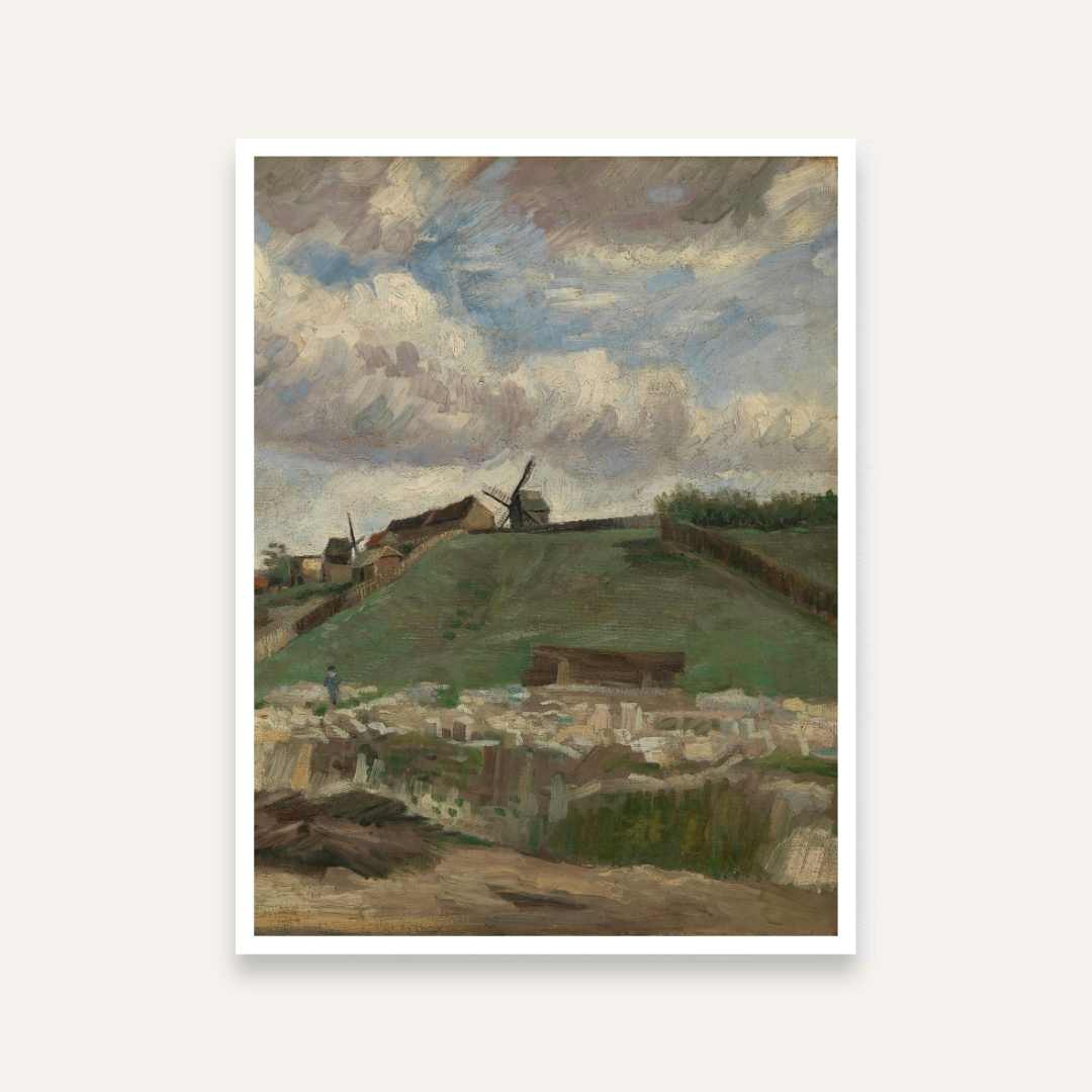 Scenery Painting for Living Room – Van Gogh Montmartre Hill Landscape | Giclée Fine Art Print 3 : 4 Vertical Premium Wall Art Canvas by MeriDeewar