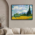 Scenery Painting for Living Room – Van Gogh Wheat Field with Cypresses | Wall Art Print 4 : 3 Horizontal Premium Wall Art Canvas by MeriDeewar