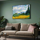 Scenery Painting for Living Room – Van Gogh Wheat Field with Cypresses | Wall Art Print 4 : 3 Horizontal Premium Wall Art Canvas by MeriDeewar