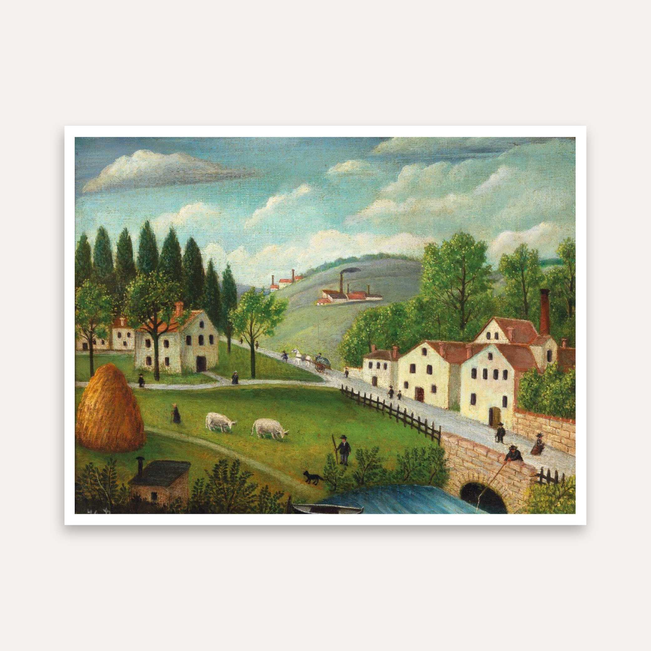 Scenery Painting for Living Room – Village Landscape by Henri Rousseau | Giclée Fine Art Print 5 : 4 Horizontal Premium Wall Art Canvas by MeriDeewar