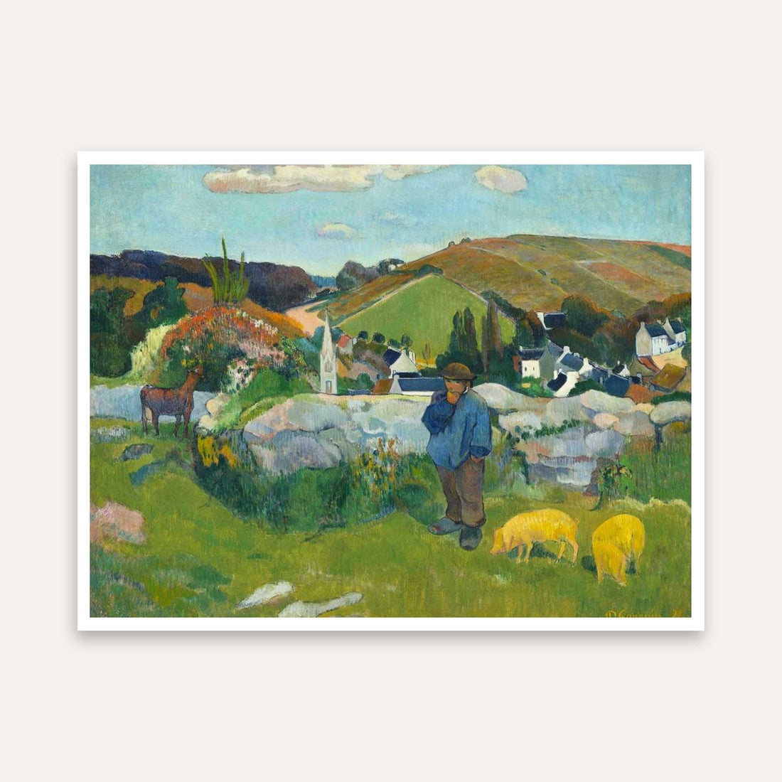 Scenery Painting for Living Room – Village Landscape Wall Art | Giclée Fine Art Print 4 : 3 Horizontal Premium Wall Art Canvas by MeriDeewar