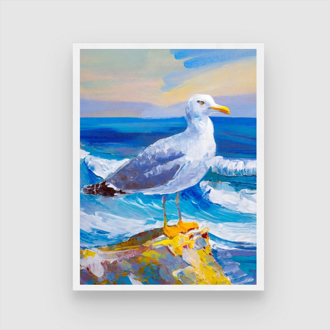 Seagull Bird Abstract Art 3 : 4 Vertical New Premium Wall Art Canvas by MeriDeewar