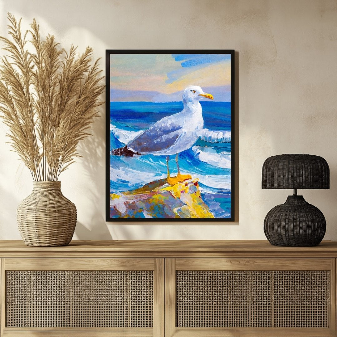 Seagull Bird Abstract Art 3 : 4 Vertical New Premium Wall Art Canvas by MeriDeewar
