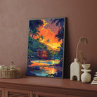 Seaside Hut Painting | Coastal Beach House Artwork for Wall Decor 2 : 3 Vertical Premium Wall Art Canvas by MeriDeewar