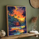 Seaside Hut Painting | Coastal Beach House Artwork for Wall Decor 2 : 3 Vertical Premium Wall Art Canvas by MeriDeewar