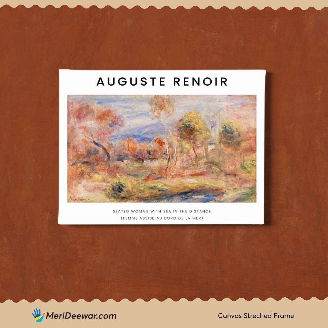 Seated Woman with Sea in the Distance by Auguste Renoir 3 : 4 Horizontal New Premium Wall Art Canvas by MeriDeewar