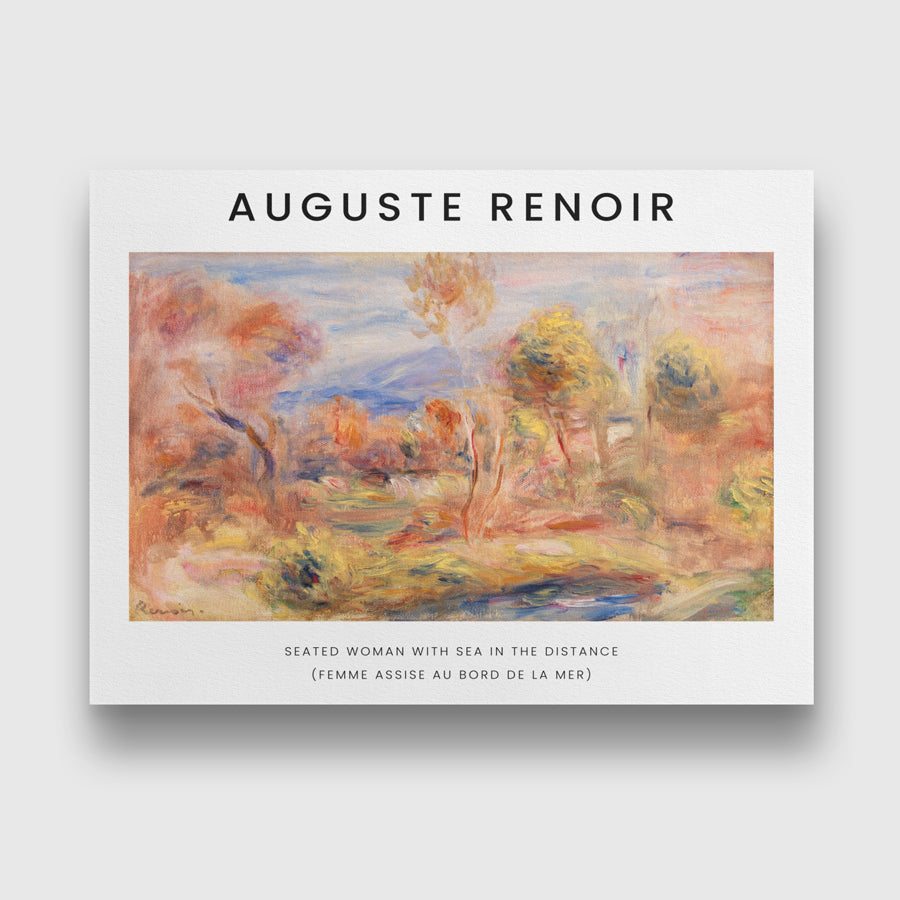 Seated Woman with Sea in the Distance by Auguste Renoir 3 : 4 Horizontal New Premium Wall Art Canvas by MeriDeewar