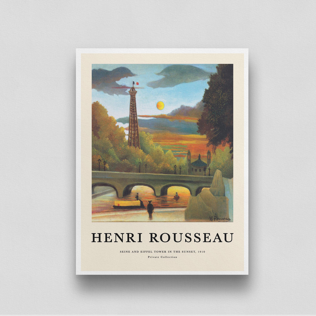 Seine and Eiffel Tower in the Sunset by Henri Rousseau 3 : 4 Vertical New Premium Wall Art Canvas by MeriDeewar