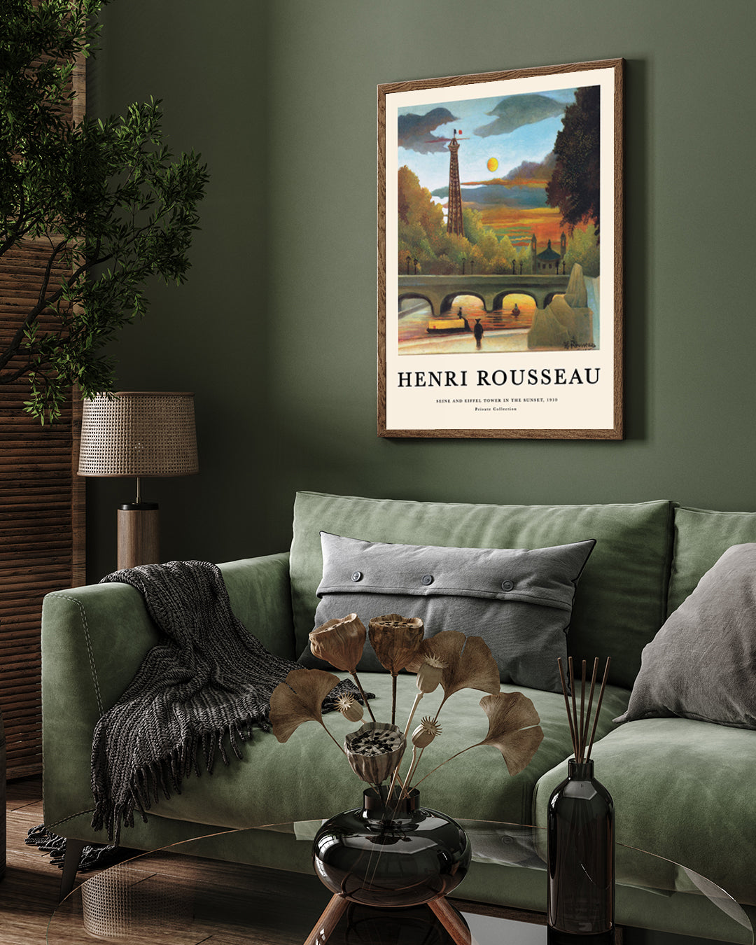 Seine and Eiffel Tower in the Sunset by Henri Rousseau 3 : 4 Vertical New Premium Wall Art Canvas by MeriDeewar