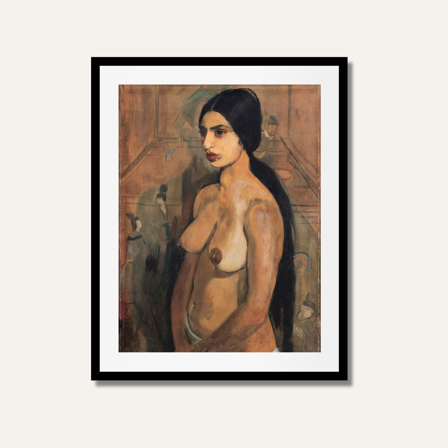 Self-Portrait as a Tahitian by Amrita Sher-Gil | Art Print | Meri Deewar 1 : 2 Vertical Premium Wall Art Canvas by MeriDeewar