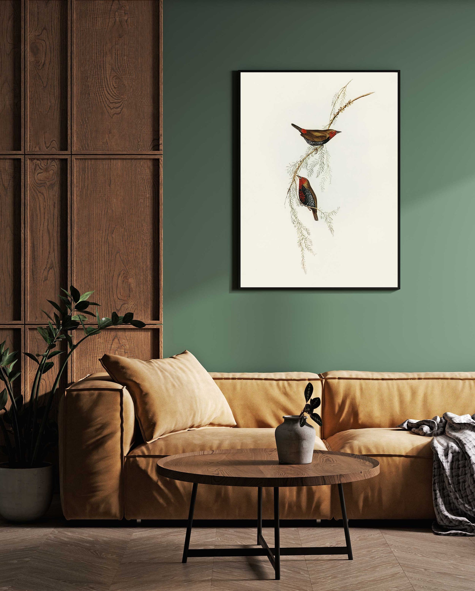 Serene Bird and Botanical Canvas Art: Add Natural Beauty 2 : 3 Vertical Premium Wall Art Canvas by MeriDeewar