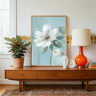 "Serene Blue Blossom" Classical Oil Painting Botanical Giclée Print | Fine Art Wall Art 3 : 4 Vertical Premium Wall Art Canvas by MeriDeewar