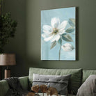 "Serene Blue Blossom" Classical Oil Painting Botanical Giclée Print | Fine Art Wall Art 3 : 4 Vertical Premium Wall Art Canvas by MeriDeewar