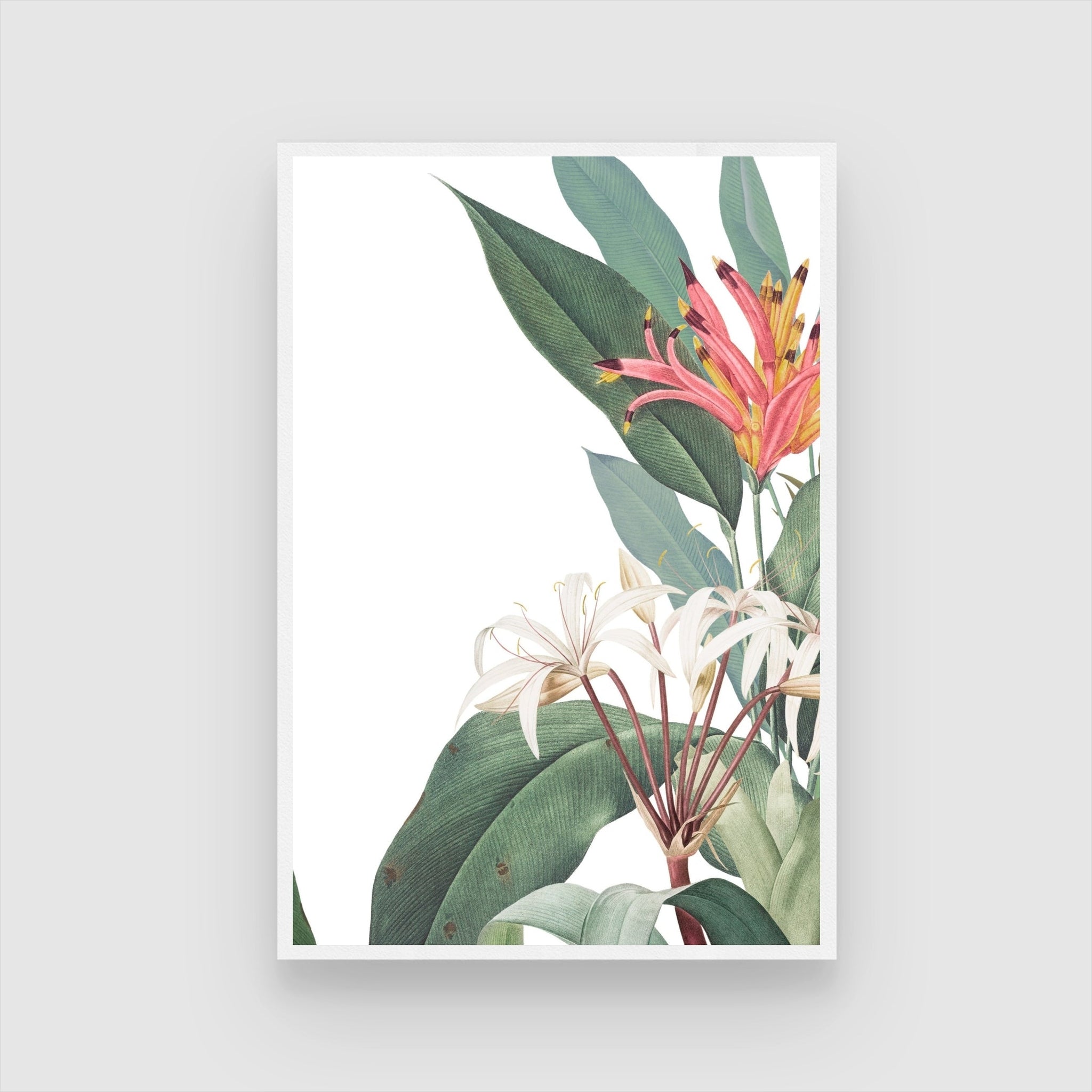 Serene Botanica – Minimal Tropical Flower Wall Art Print 2 : 3 Vertical Premium Wall Art Canvas by MeriDeewar