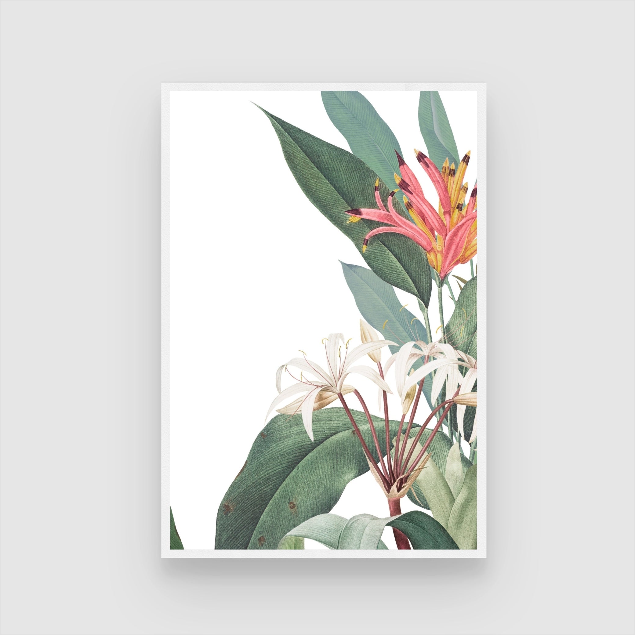 Serene Botanica – Minimal Tropical Flower Wall Art Print 2 : 3 Vertical Premium Wall Art Canvas by MeriDeewar