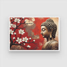 Serene Buddha with Blossoms – Spiritual Wall Art on Canvas 2 : 3 Horizontal Premium Wall Art Canvas by MeriDeewar