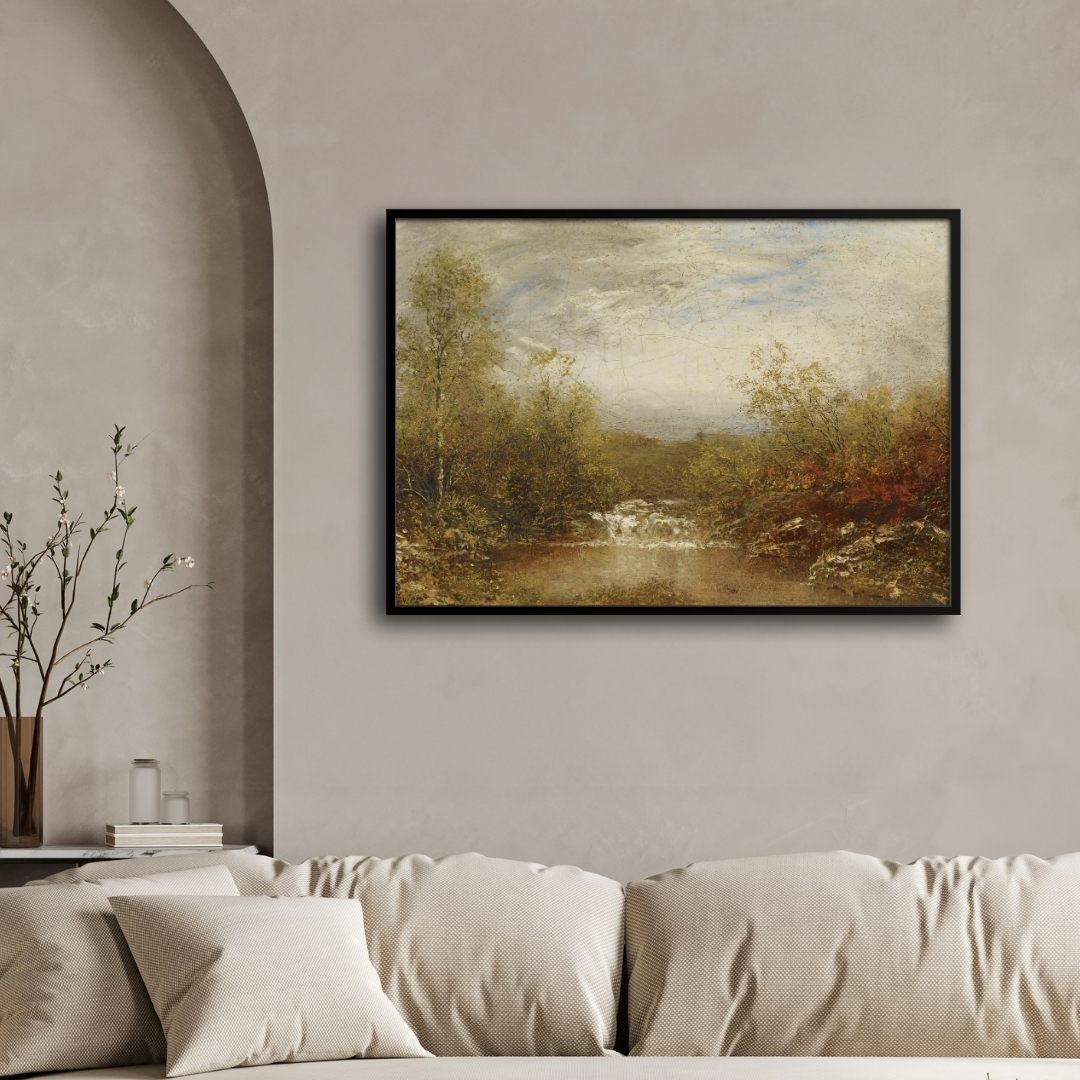 Serene Forest Pool Landscape Canvas – Nature Wall Art 2 : 3 Horizontal Premium Wall Art Canvas by MeriDeewar