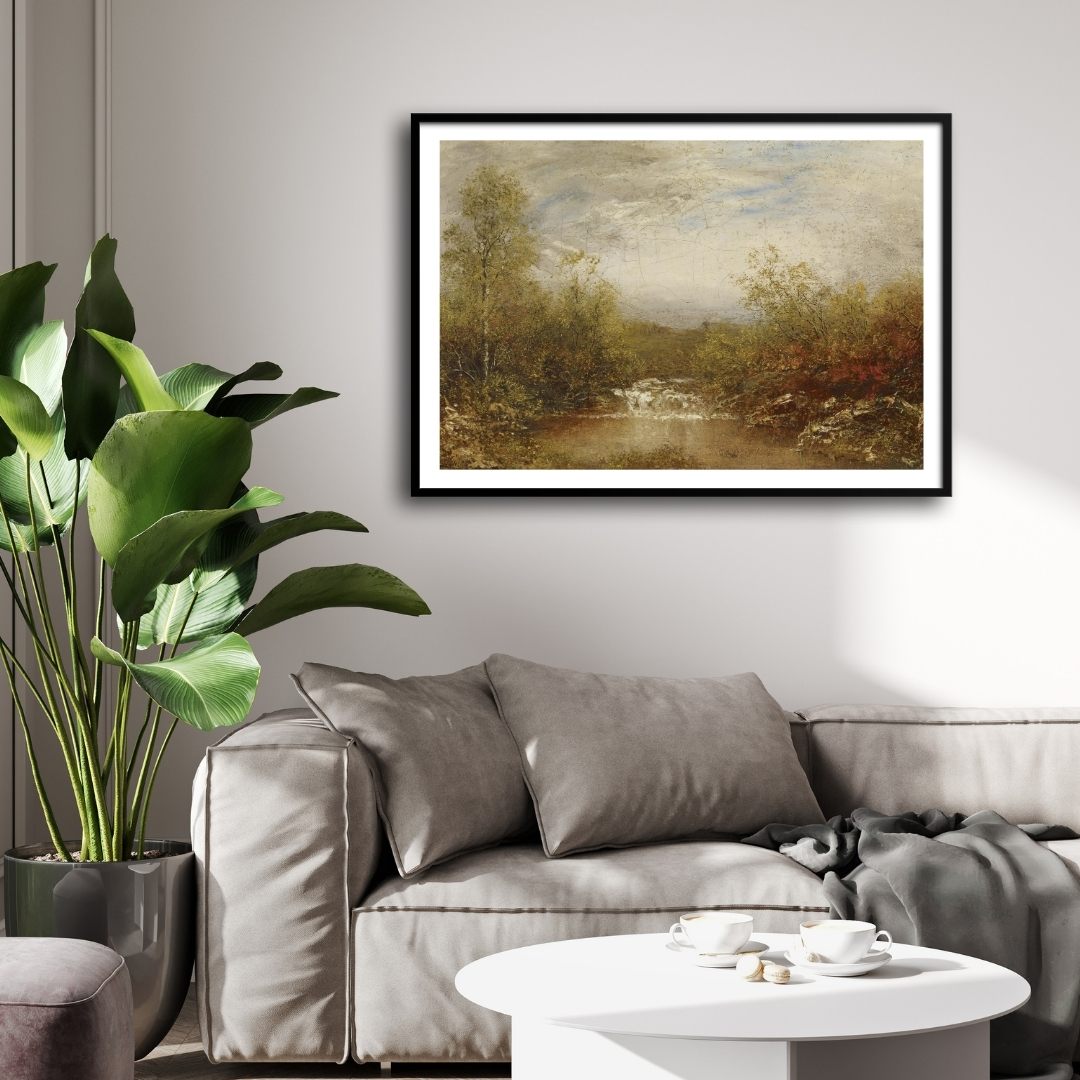 Serene Forest Pool Landscape Canvas – Nature Wall Art 2 : 3 Horizontal Premium Wall Art Canvas by MeriDeewar