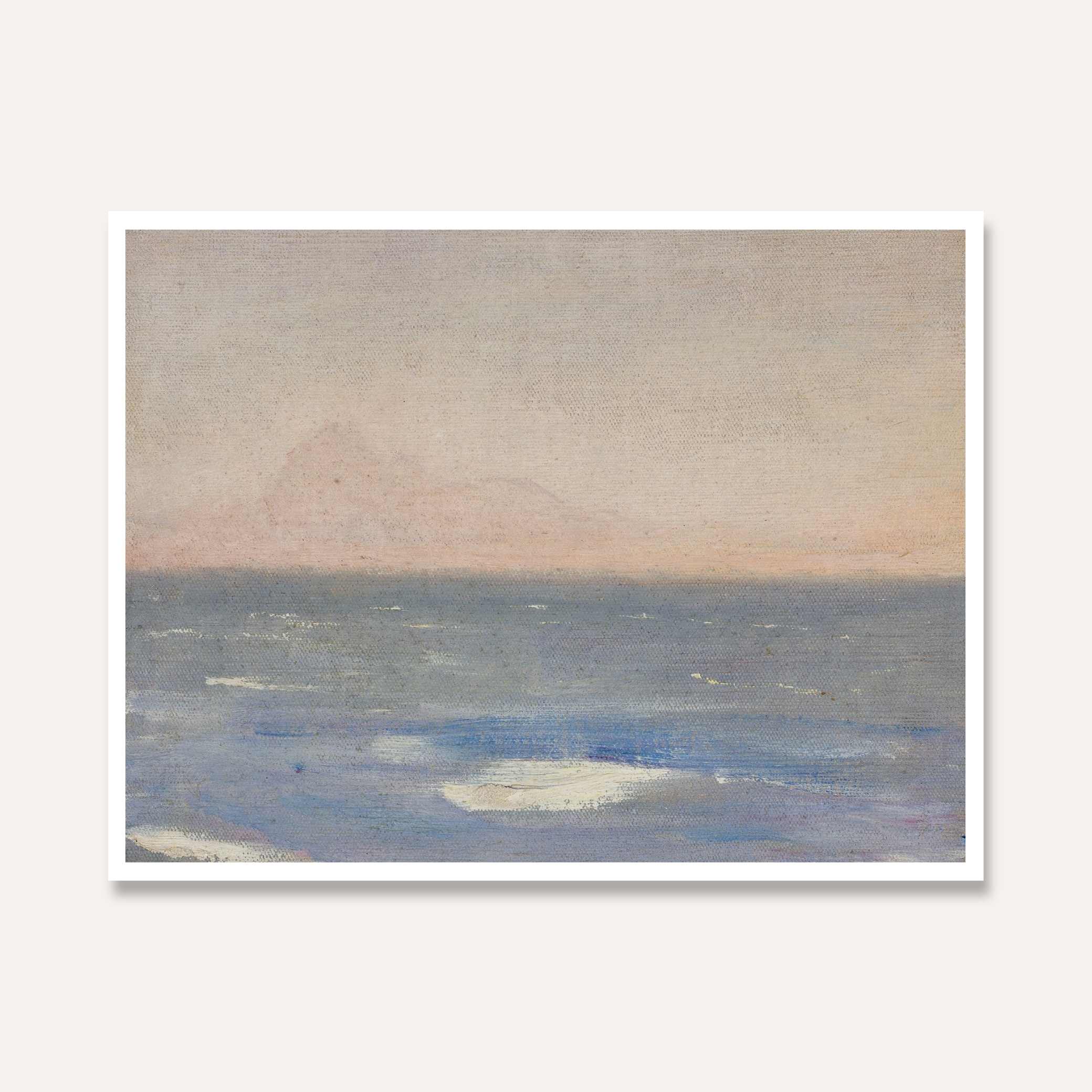 Serene Impressionist Ocean Seascape Oil Painting | Horizontal Framed Print 4 : 3 Horizontal Premium Wall Art Canvas by MeriDeewar
