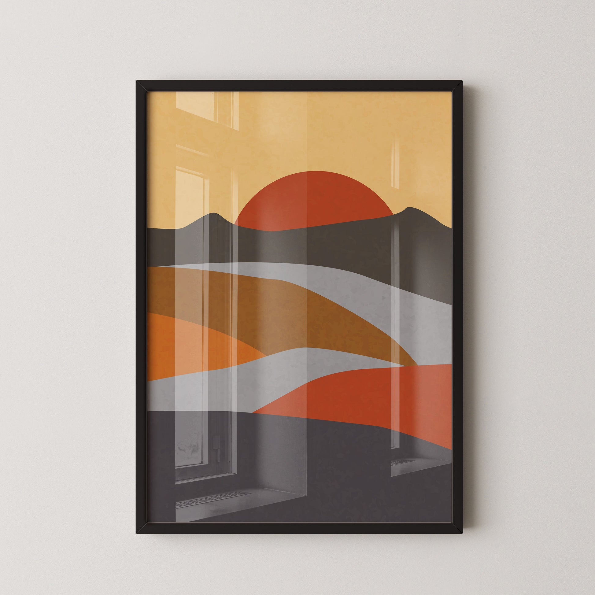 serene mountain range abstract art - transform your walls set of Two painting Walls Premium Wall Art Canvas by MeriDeewar