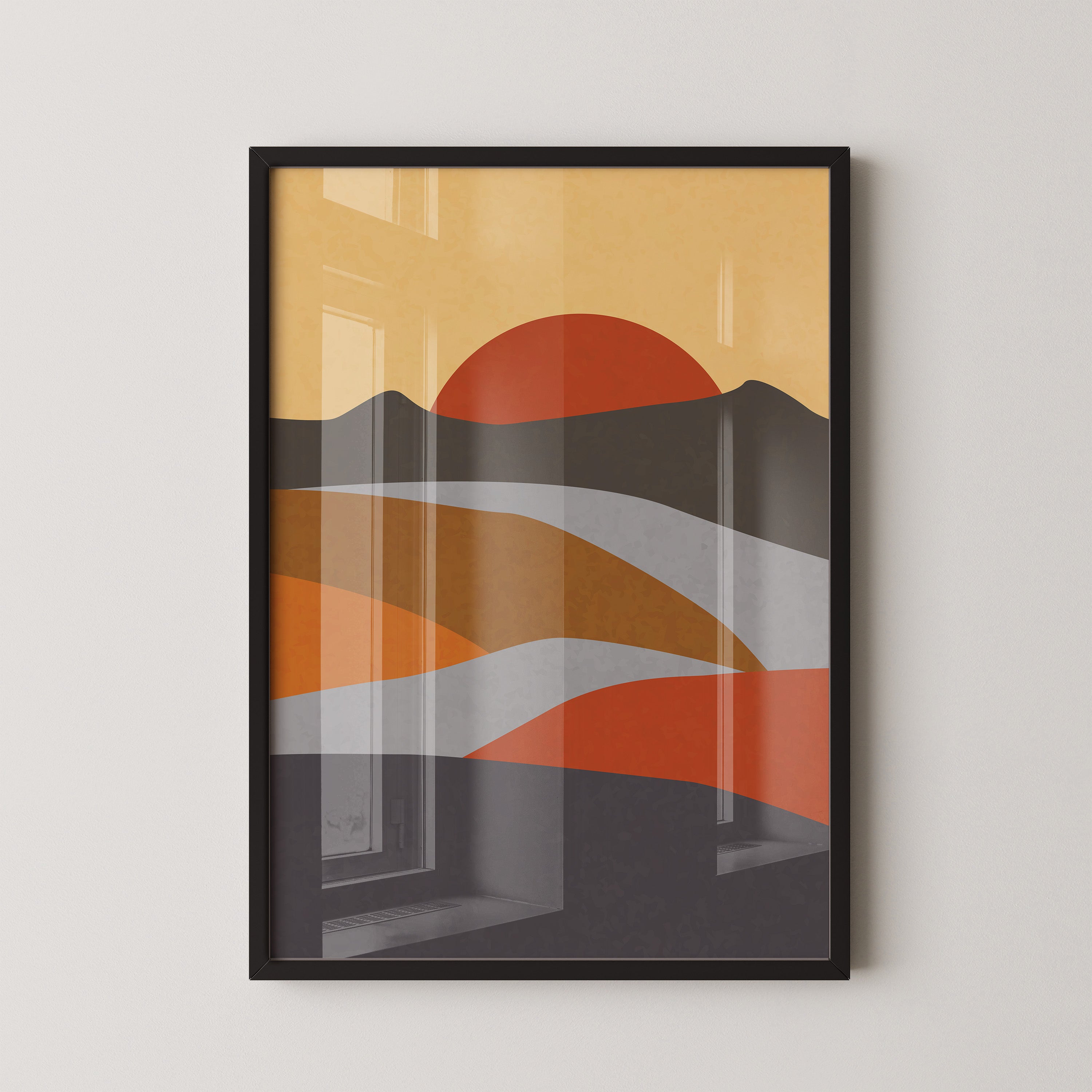 serene mountain range abstract art - transform your walls set of Two painting Walls Premium Wall Art Canvas by MeriDeewar