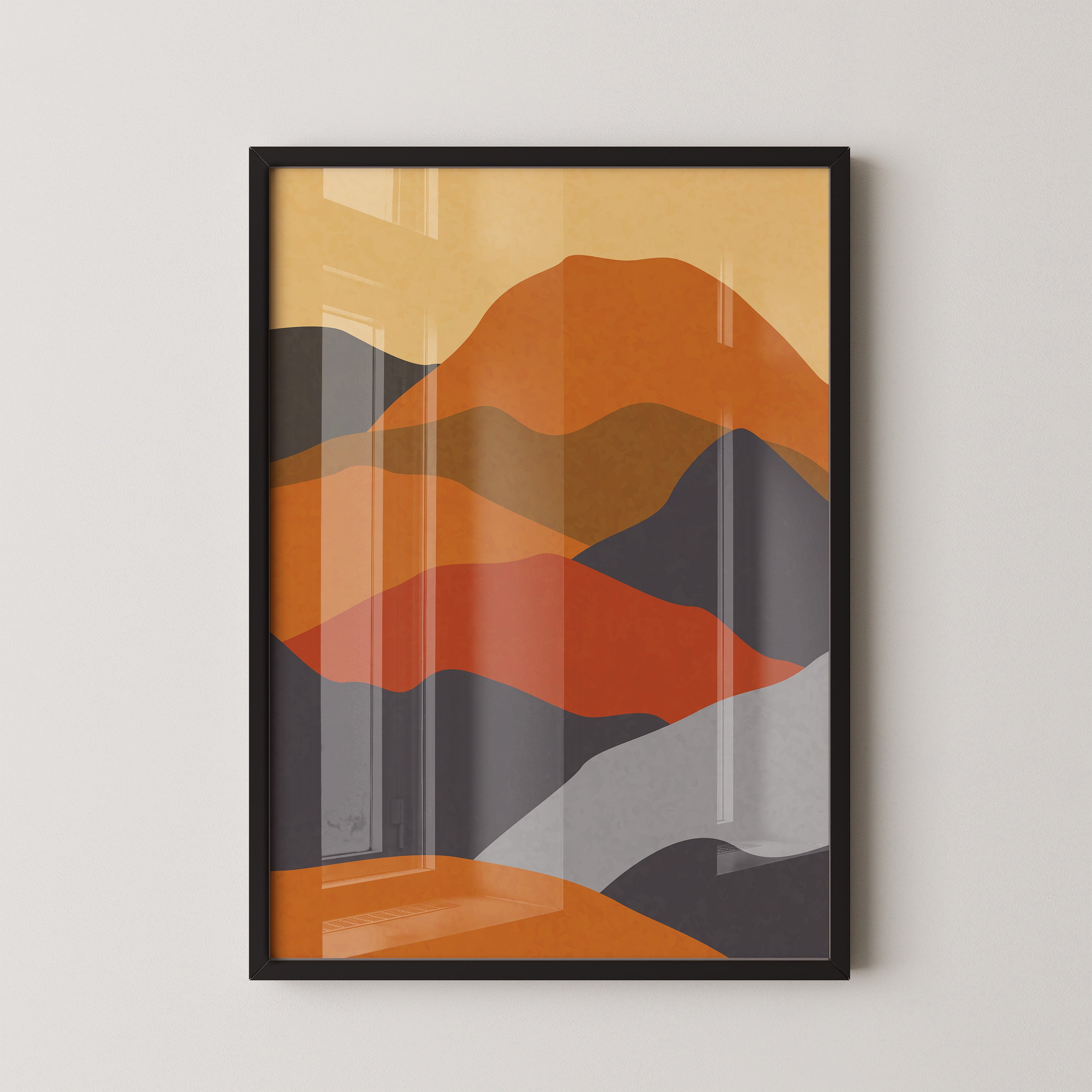 serene mountain range abstract art - transform your walls set of Two painting Walls Premium Wall Art Canvas by MeriDeewar