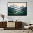 "Serene Mountain Valley" Modern Abstract Landscape Giclée Print | Wall Art 3 : 4 Horizontal New Premium Wall Art Canvas by MeriDeewar