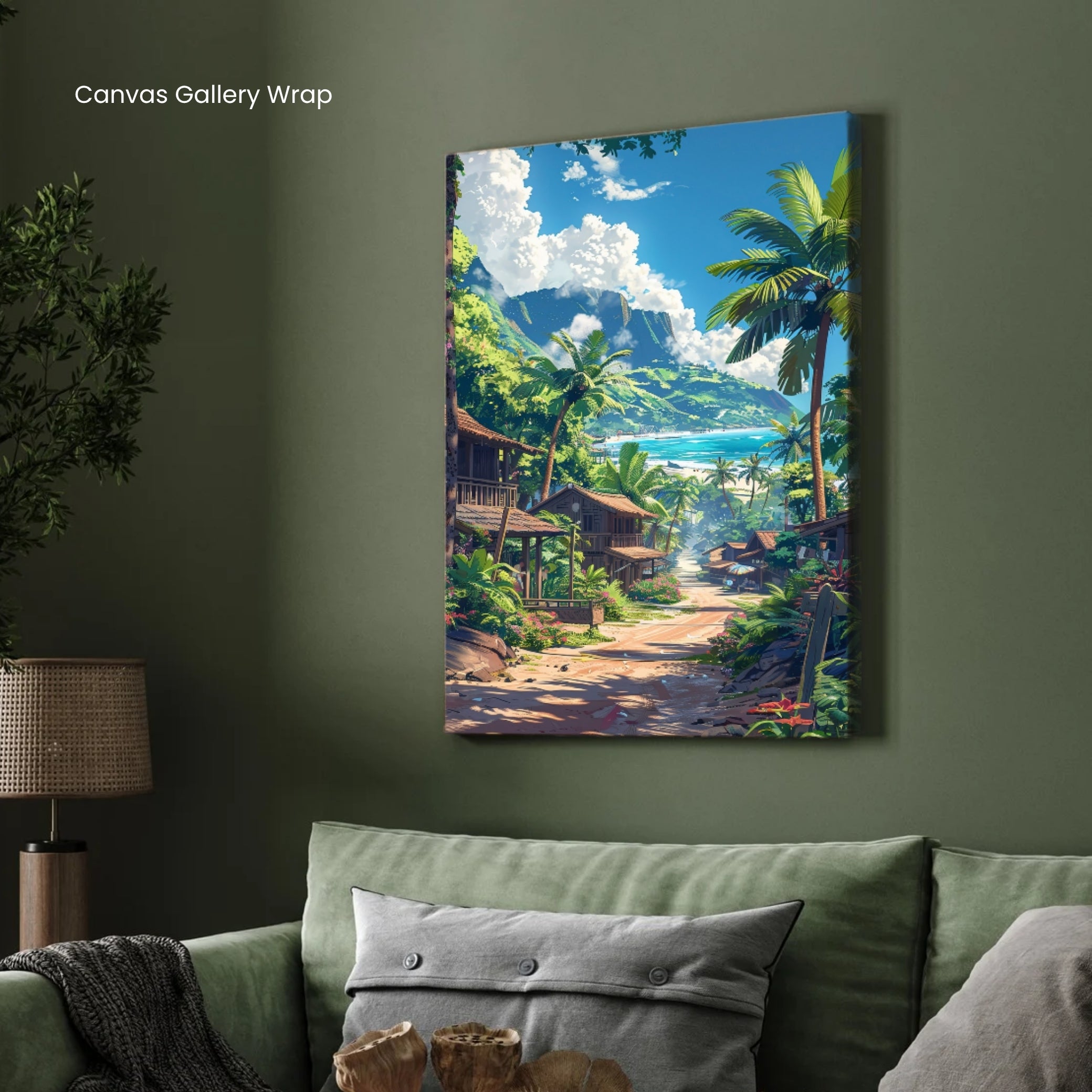Serene Nature Landscape Painting | Mountain Forest Canvas Wall Art 2 : 3 Vertical Premium Wall Art Canvas by MeriDeewar