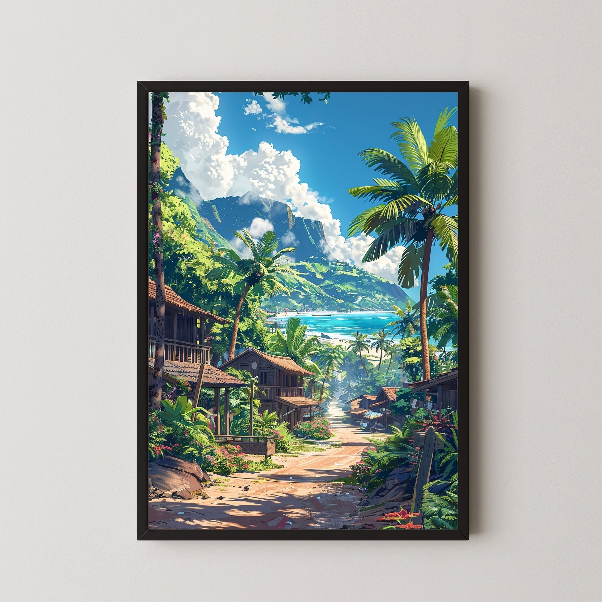 Serene Nature Landscape Painting | Mountain Forest Canvas Wall Art 2 : 3 Vertical Premium Wall Art Canvas by MeriDeewar