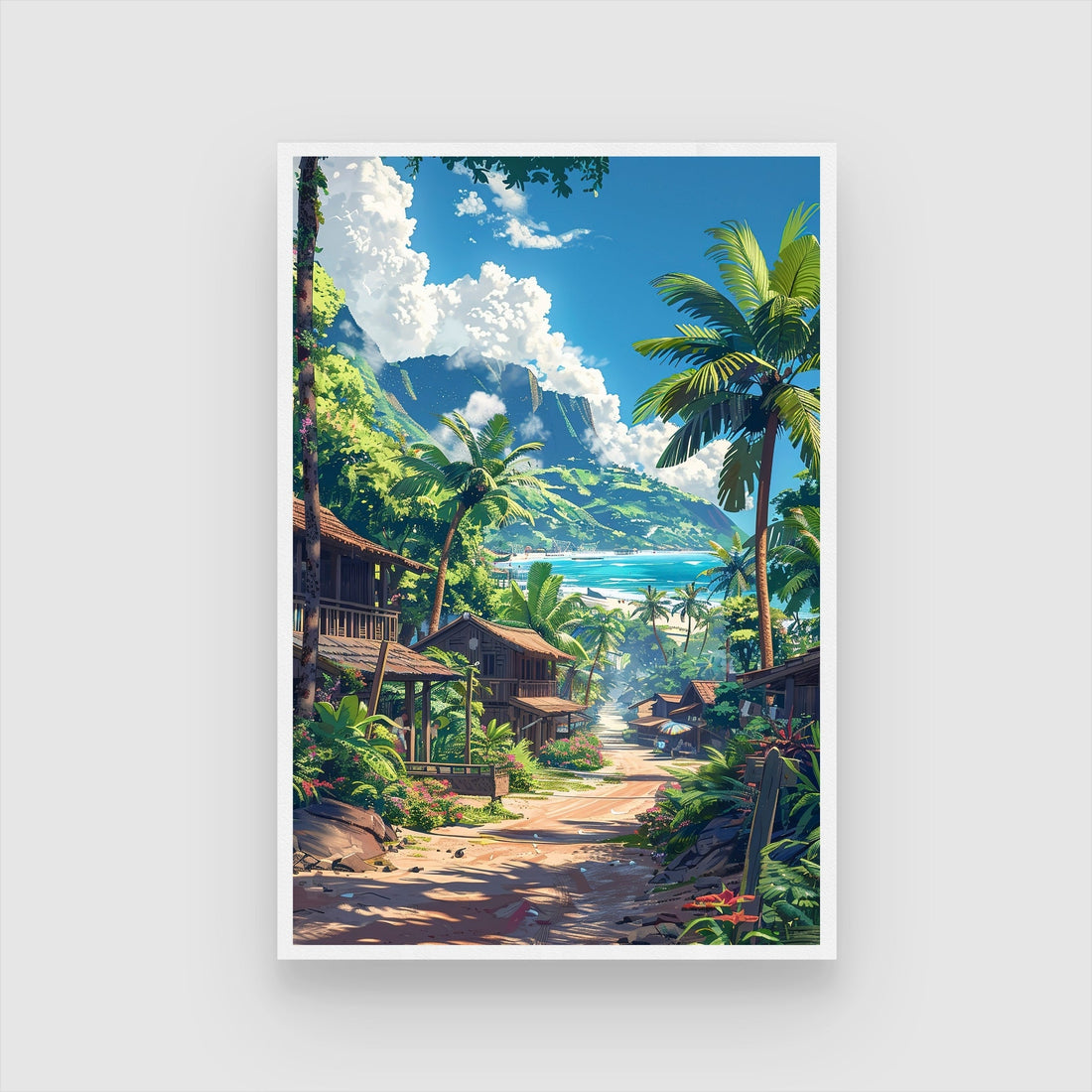 Serene Nature Landscape Painting | Mountain Forest Canvas Wall Art 2 : 3 Vertical Premium Wall Art Canvas by MeriDeewar