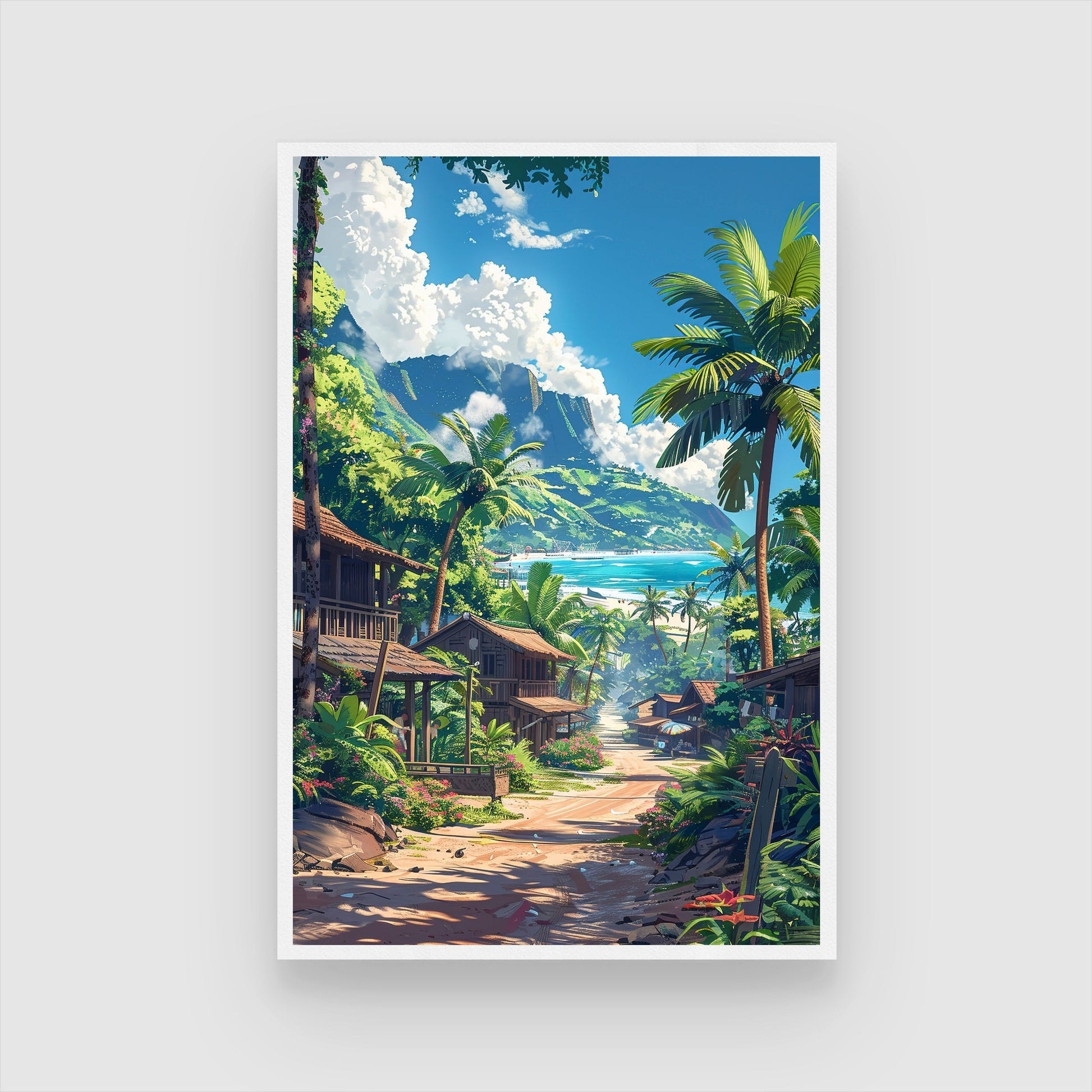 Serene Nature Landscape Painting | Mountain Forest Canvas Wall Art 2 : 3 Vertical Premium Wall Art Canvas by MeriDeewar