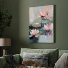 "Serene Water Lilies" Classical Oil Painting Botanical Giclée Print | Fine Art Wall Art 3 : 4 Vertical Premium Wall Art Canvas by MeriDeewar