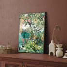 Serenity Grove – Tropical Rainforest Birds Canvas Wall Art 2 : 3 Vertical Premium Wall Art Canvas by MeriDeewar