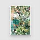 Serenity Grove – Tropical Rainforest Birds Canvas Wall Art 2 : 3 Vertical Premium Wall Art Canvas by MeriDeewar