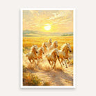 Seven Horse Painting Vastu for Living Room | White Horses Wall Art | Giclée Print 3 : 2 Horizontal Premium Wall Art Canvas by MeriDeewar