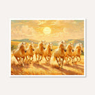 Seven Horse Painting Vastu for Living Room | White Horses Wall Art | Giclée Print 3 : 2 Horizontal Premium Wall Art Canvas by MeriDeewar
