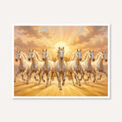 Seven Horse Painting Vastu for Living Room | White Running Horses Wall Art | Giclée Print 3 : 2 Horizontal Premium Wall Art Canvas by MeriDeewar