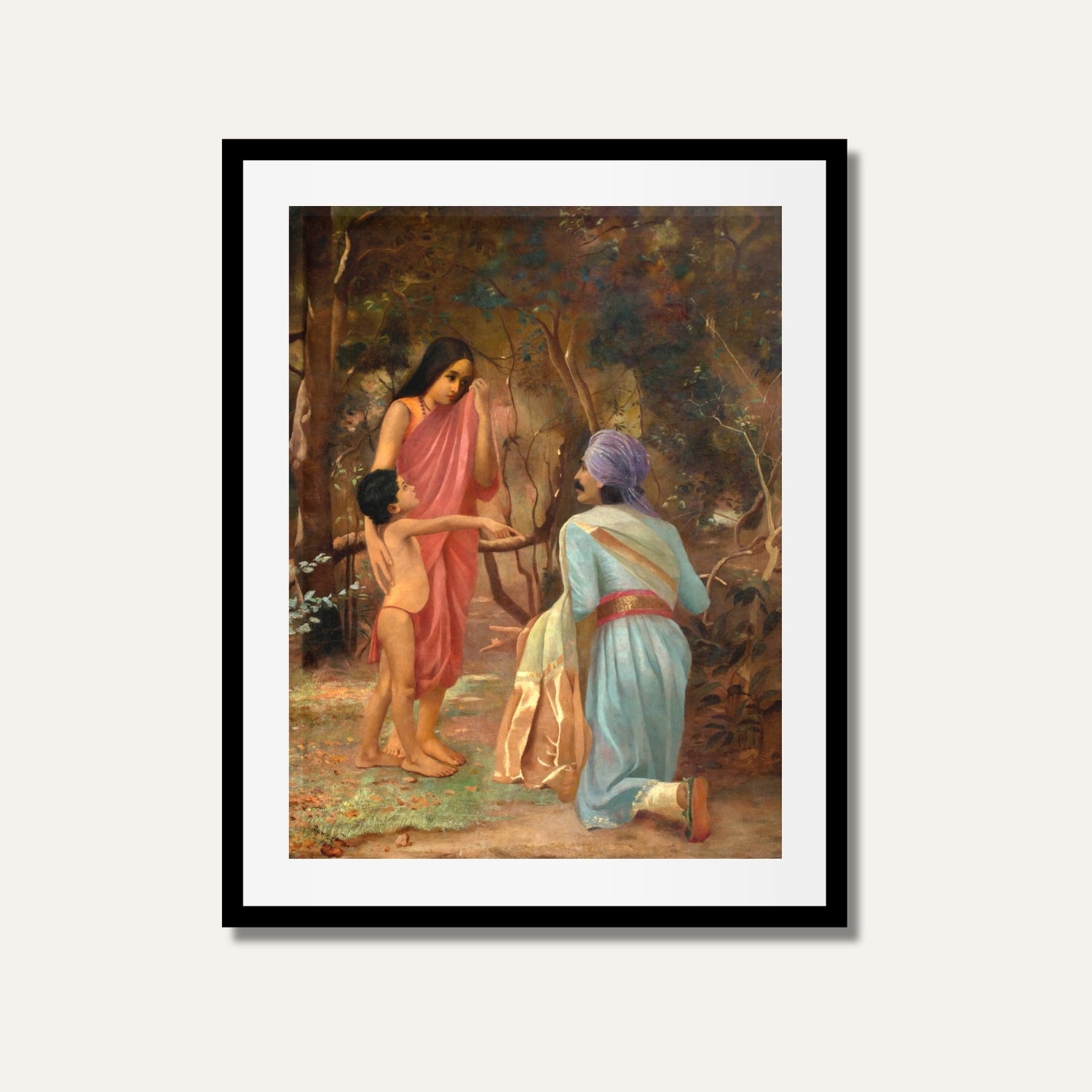 Shakuntala Painting – A Moment of Longing and Memory | MeriDeewar.com 3 : 4 Vertical Premium Wall Art Canvas by MeriDeewar
