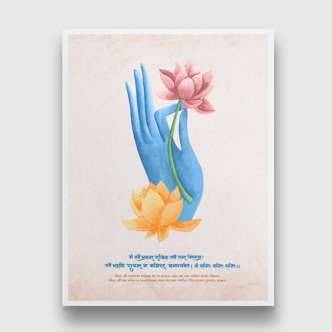 Shanti Mantra Peace Painting 3 : 4 Vertical New Premium Wall Art Canvas by MeriDeewar
