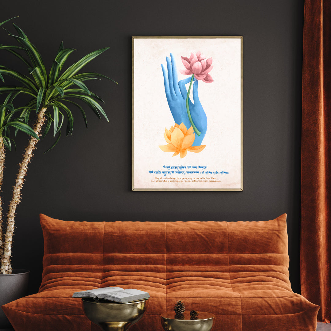 Shanti Mantra Peace Painting 3 : 4 Vertical New Premium Wall Art Canvas by MeriDeewar