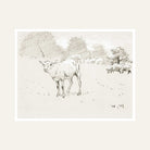 Sheep Grazing Scenery Painting for Living Room | Minimalist Sketch Wall Art | Giclée Print 6 : 5 Horizontal Premium Wall Art Canvas by MeriDeewar