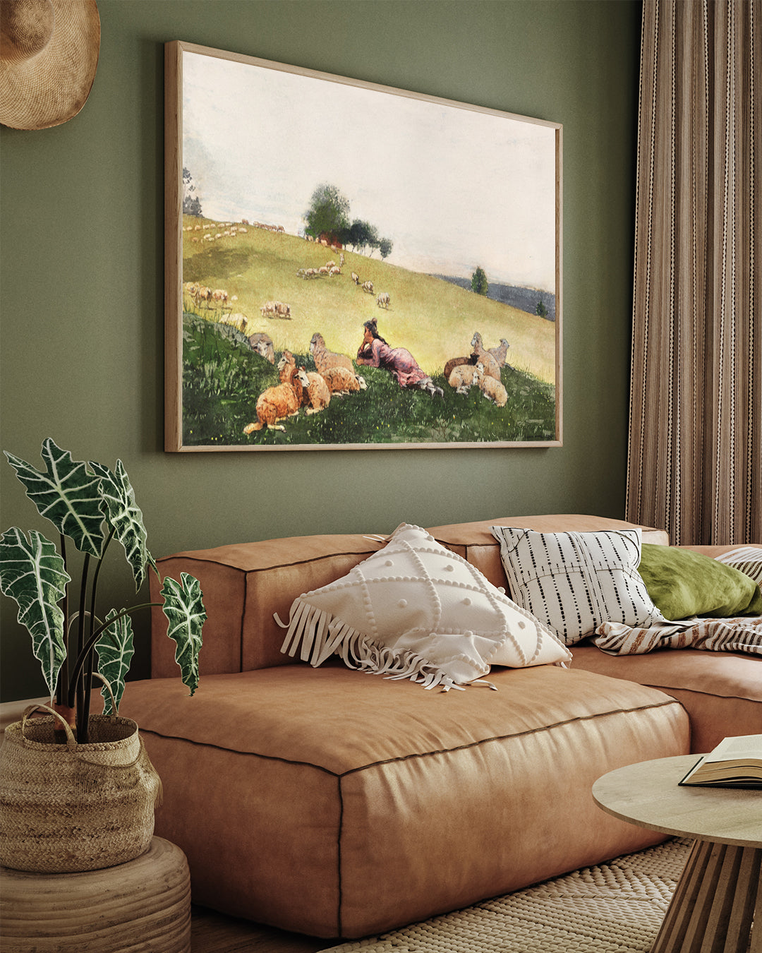 Shepherdess of Houghton Farm Painting By Winslow Homer 3 : 4 Horizontal New Premium Wall Art Canvas by MeriDeewar