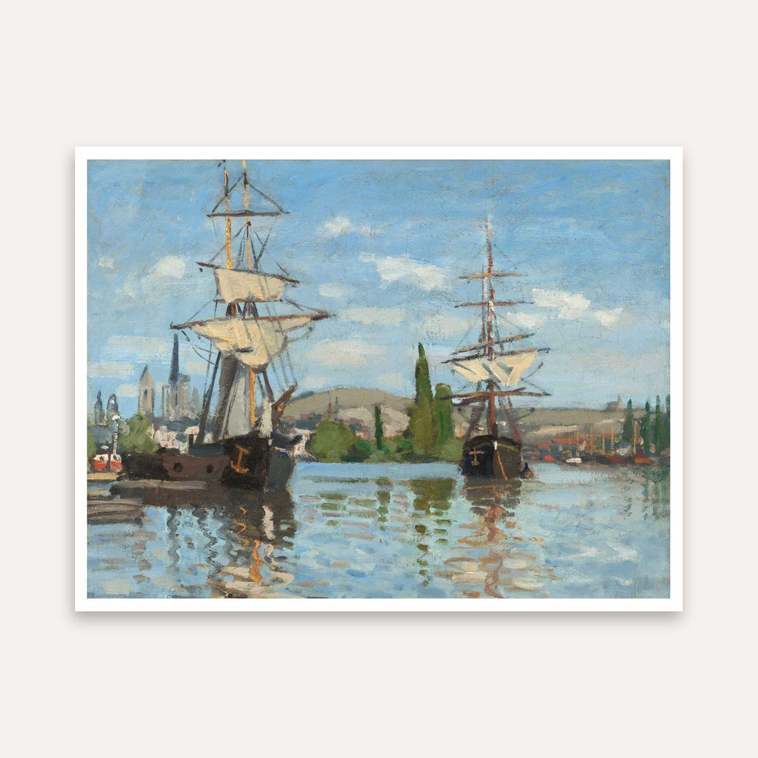Ships & River Scenery Painting for Living Room | Claude Monet Wall Art | MeriDeewar 5 : 4 Horizontal Premium Wall Art Canvas by MeriDeewar