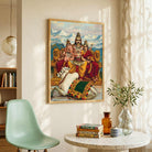 Shiva Parvati Ganesha Painting by Raja Ravi Varma – Spiritual Wall Art for Home 2 : 3 Vertical Premium Wall Art Canvas by MeriDeewar