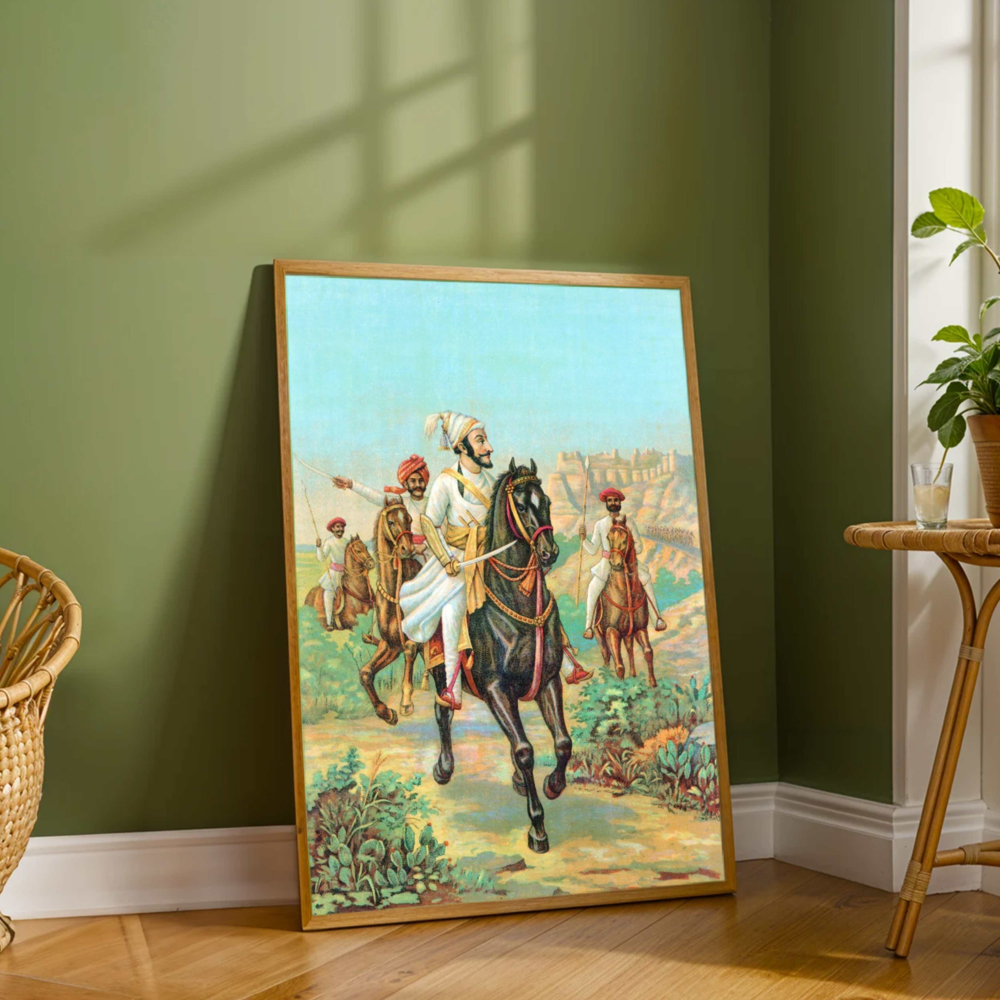 Shivaji Maharaj Painting for Living Room – Indian History Wall Art | MeriDeewar 3 : 4 Vertical Premium Wall Art Canvas by MeriDeewar