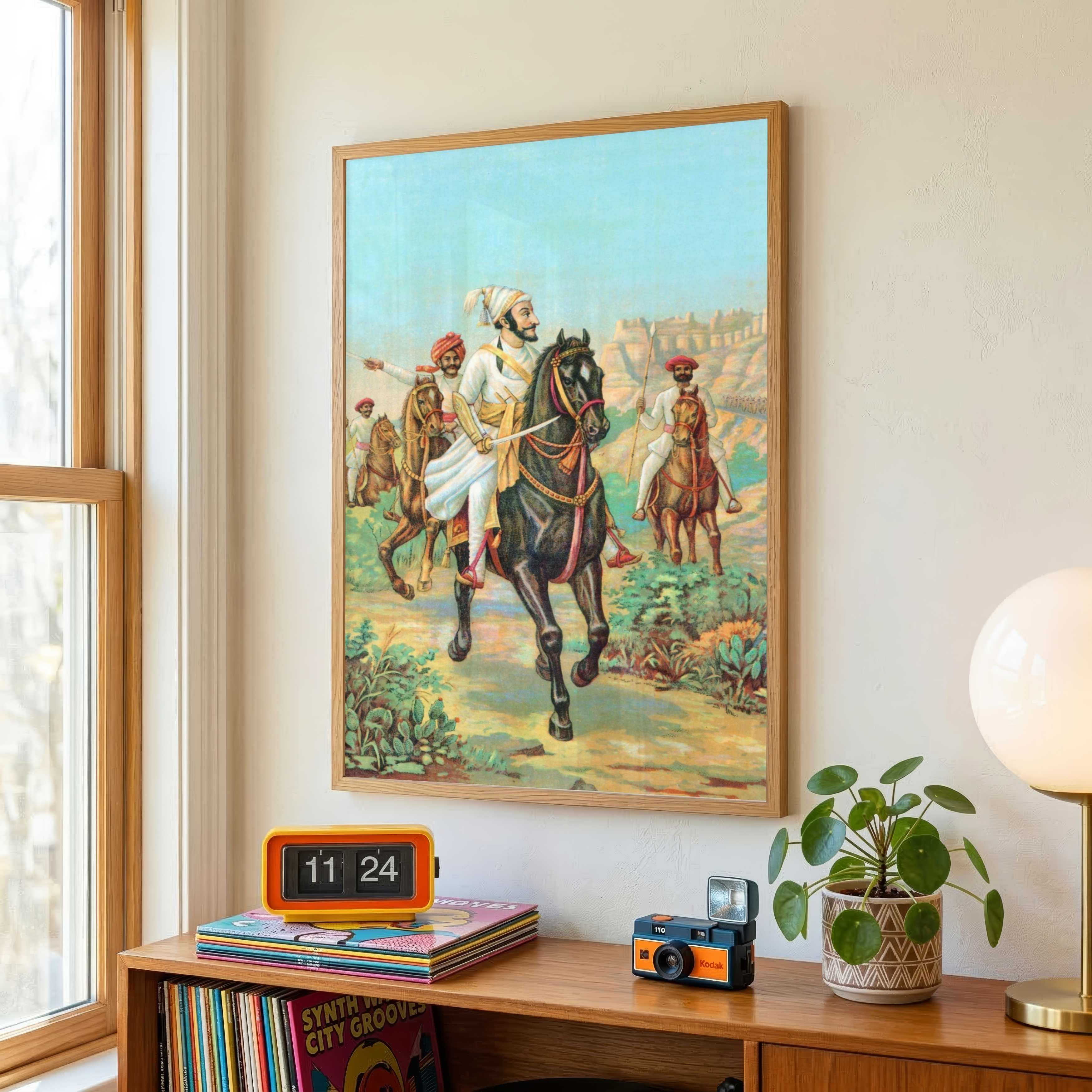 Shivaji Maharaj Painting for Living Room – Indian History Wall Art | MeriDeewar 3 : 4 Vertical Premium Wall Art Canvas by MeriDeewar