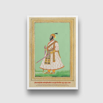 Shivaji Maharaj Vintage Painting Premium Wall Art Canvas by MeriDeewar